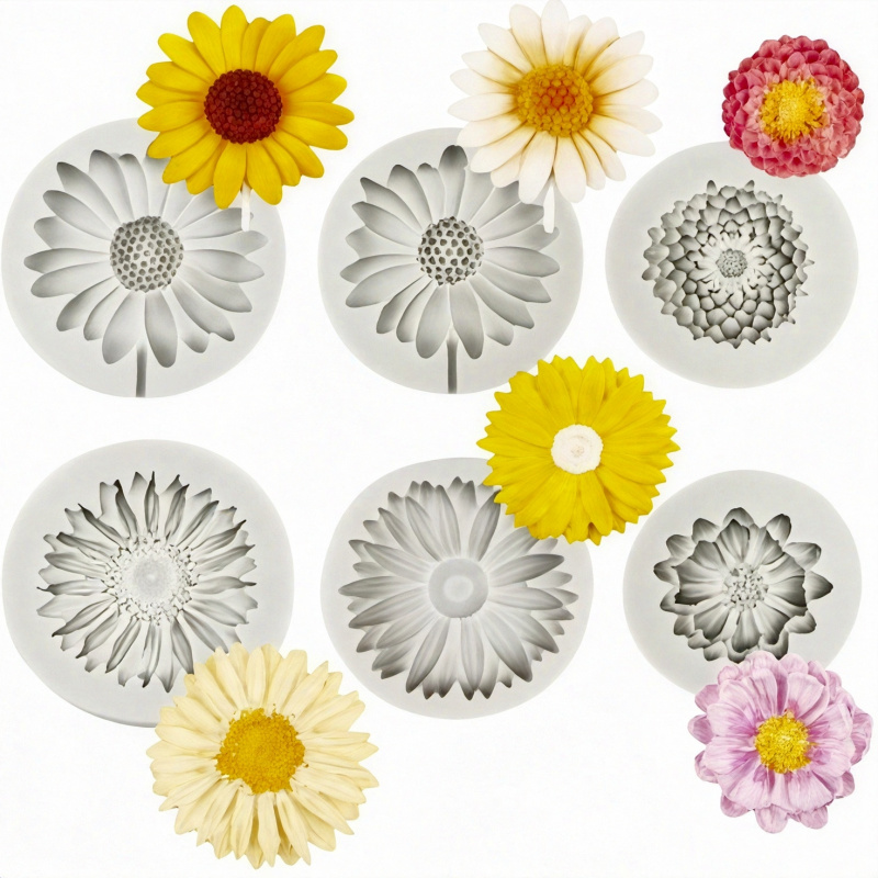 Soap Making Kit - 6 Pieces，Sunflower Daisy Silicone Mold，3D Flower