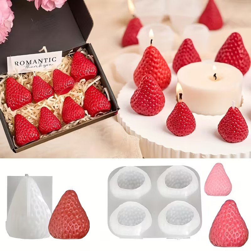 Soap Making Kit - Strawberry Silicone Candle Mold for DIY