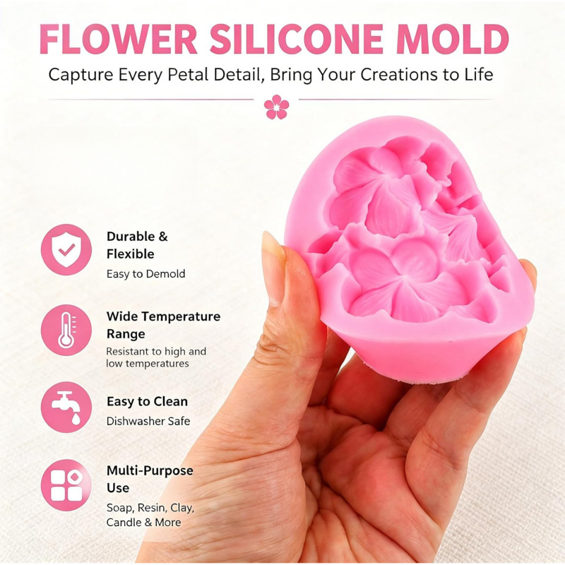 4 Floral Silicone Mold Set，3D  - Soap Making Kit Amazon ulasan dan harga
